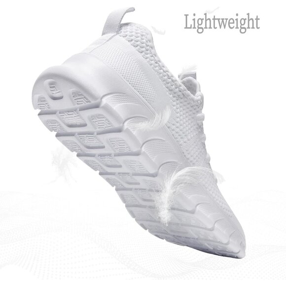 Women White Running Tennis Walking Lightweight Shoes Slip On Workout Sneakers - Picture 4 of 7